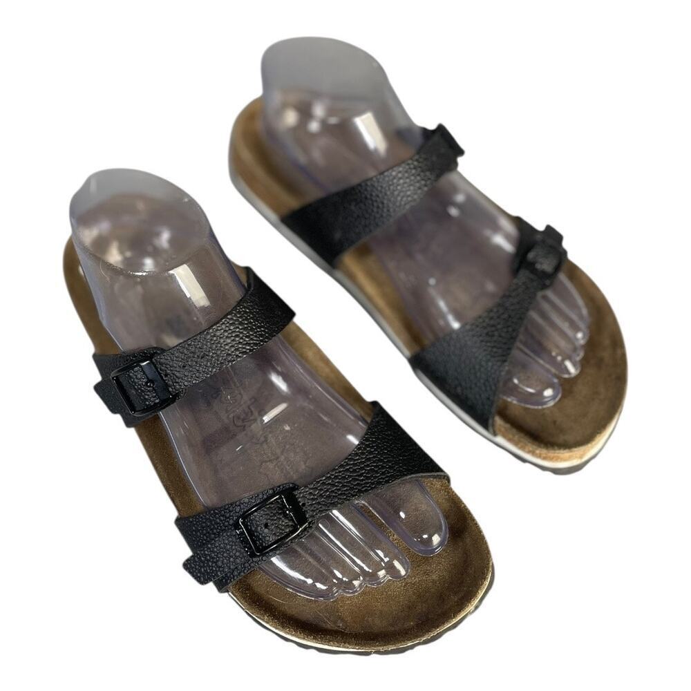 Birki’s By Birkenstock Women’s Tahiti Black Leather Double Strap Sandals Size-8 - Picture 9 of 10